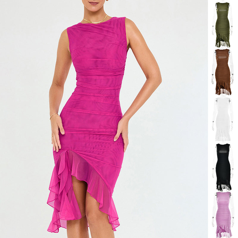 Summer Slim Skinny Sleeveless Dress for Women Fashion Party Club Dresses