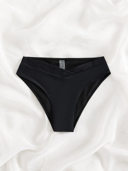 Swim Basics Summer Beach Plain High Waisted Bikini Bottom