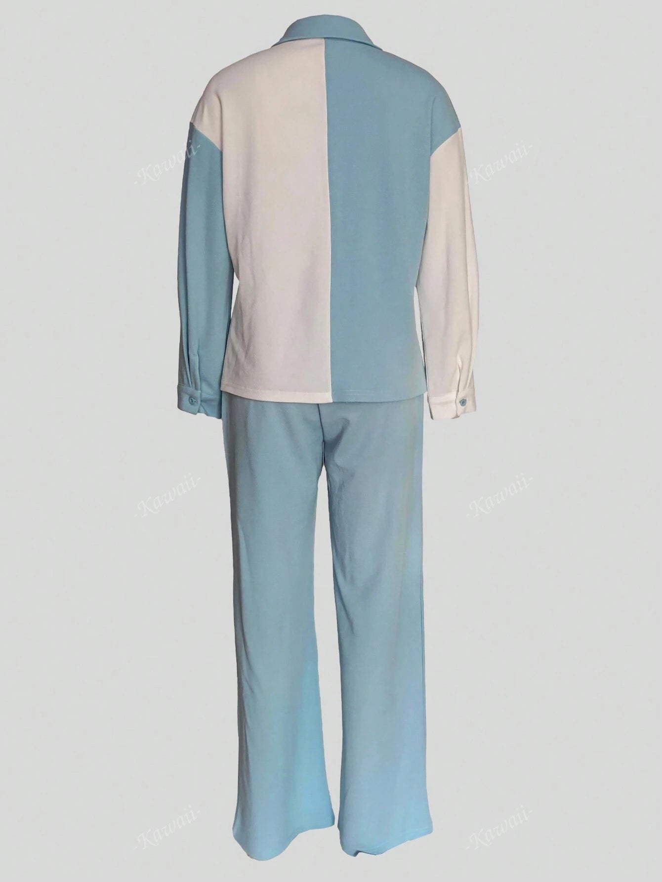 Colorblock Pocket Patched Shirt & Wide Leg Pants