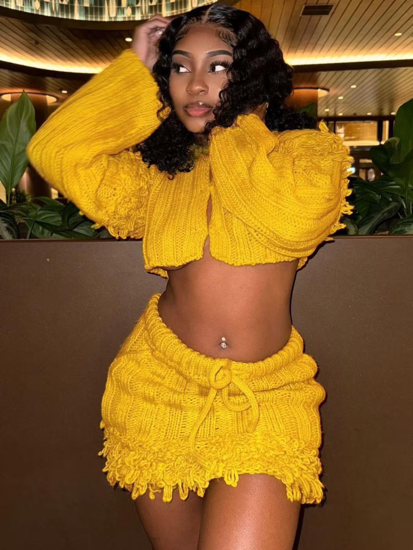 cropped sweater and matching min